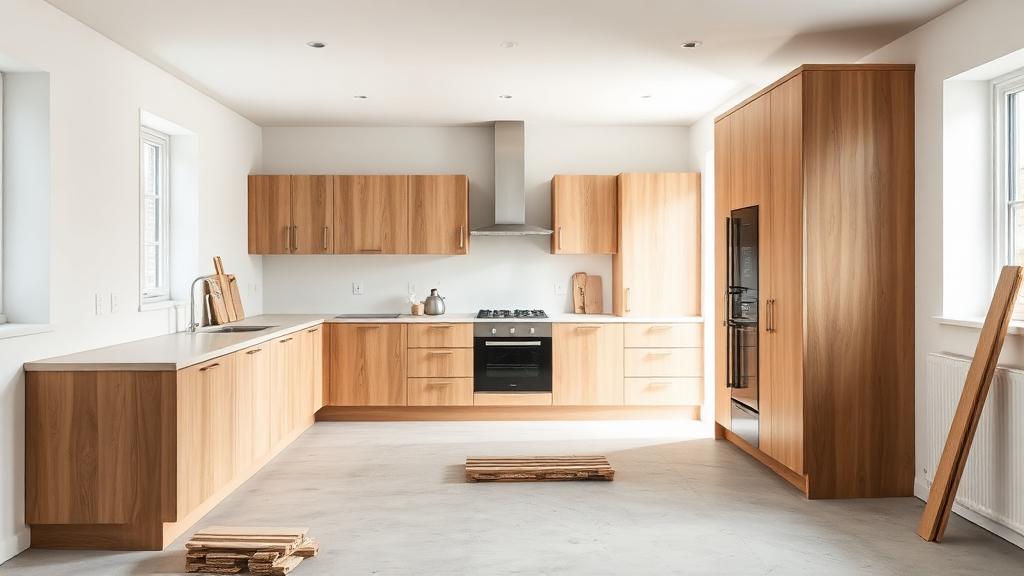 Modernt skandinaviskt kök under renovering